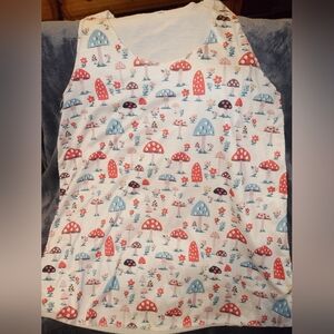 Adorable Cream Color Tank Top With Multi Color Mushrooms🍄 Size Small